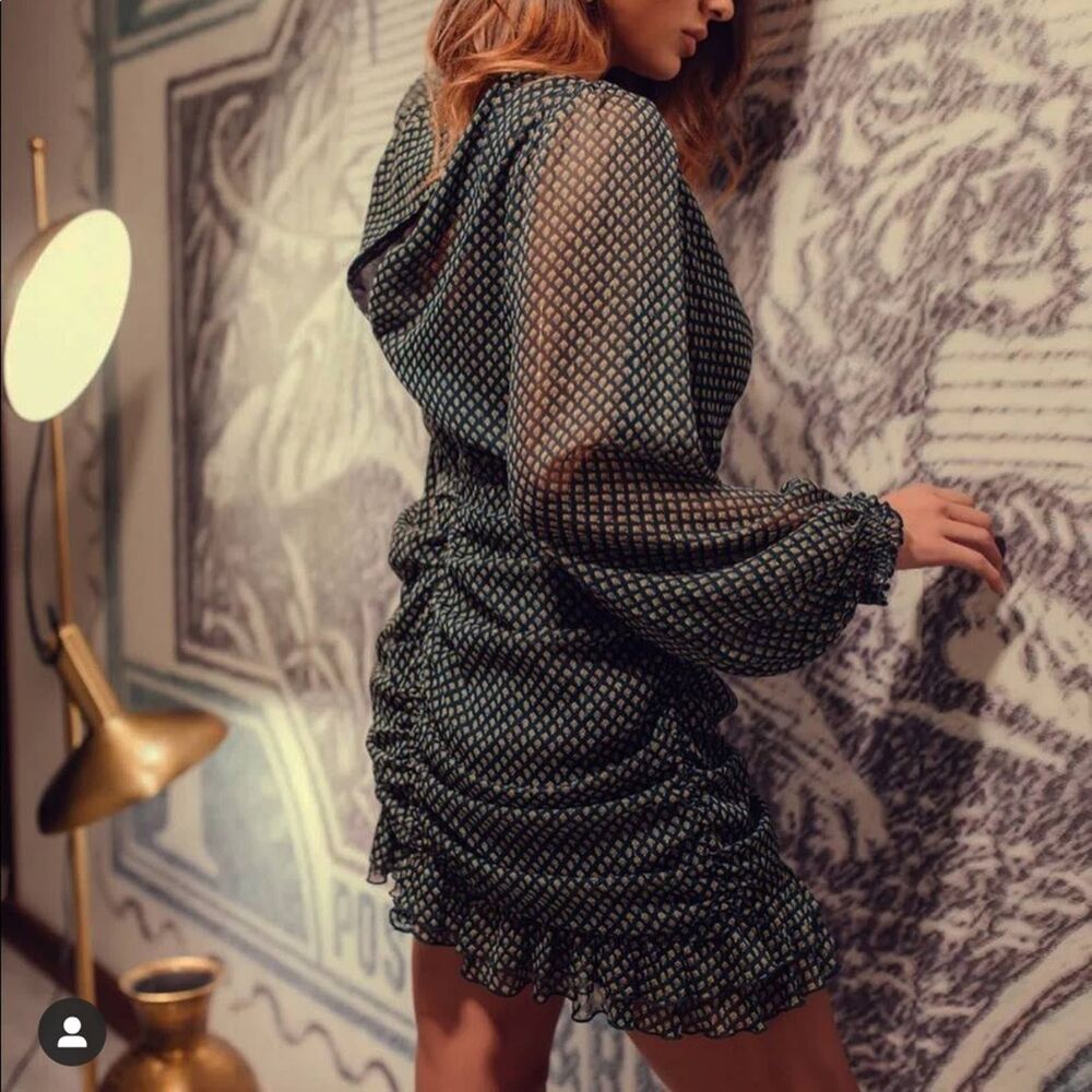 ZARA RUFFLE DRAPED MINI DRESS - Picture 7 of 11
